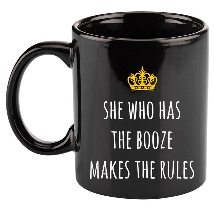She Who Has The Booze Makes The Rules Funny Bartender Gift 11oz C Handle Ceramic Mug