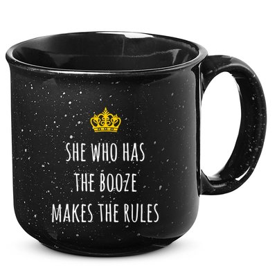 She Who Has The Booze Makes The Rules Funny Bartender Gift 15oz Campfire Ceramic Mug