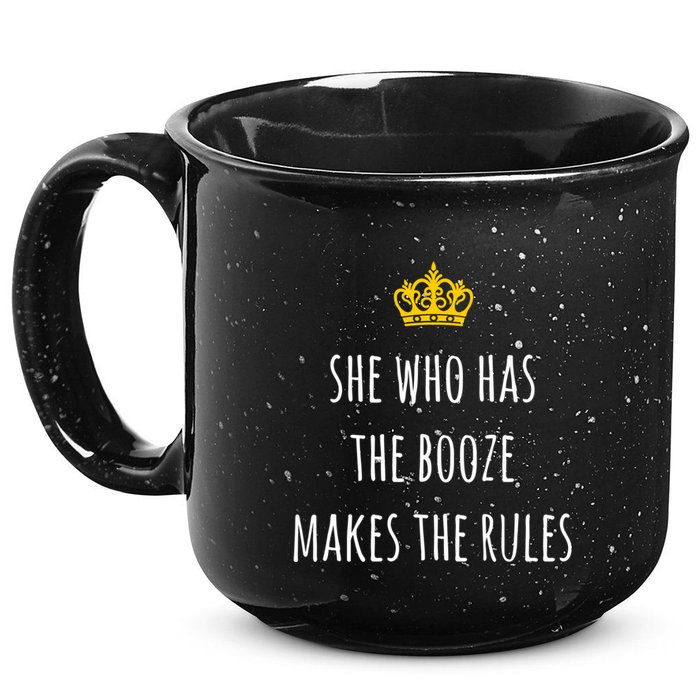 She Who Has The Booze Makes The Rules Funny Bartender Gift 15oz Campfire Ceramic Mug