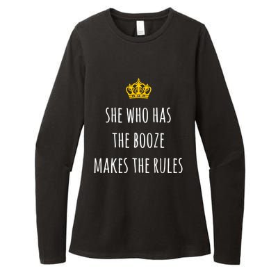 She Who Has The Booze Makes The Rules Funny Bartender Gift Womens CVC Long Sleeve Shirt