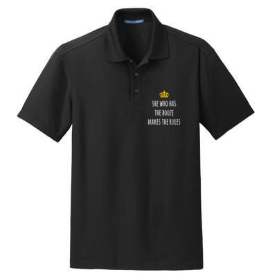 She Who Has The Booze Makes The Rules Funny Bartender Gift Dry Zone Grid Polo