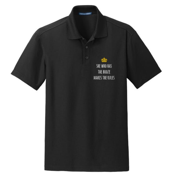 She Who Has The Booze Makes The Rules Funny Bartender Gift Dry Zone Grid Polo