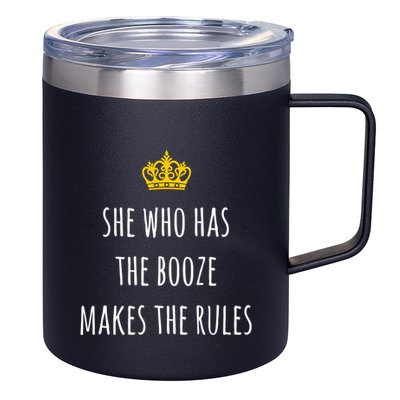 She Who Has The Booze Makes The Rules Funny Bartender Gift 12oz Stainless Steel Coffee Mug
