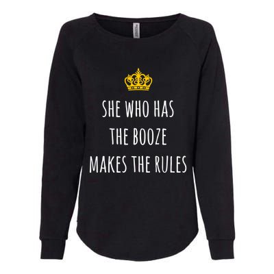 She Who Has The Booze Makes The Rules Funny Bartender Gift Womens California Wash Sweatshirt