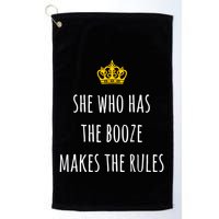 She Who Has The Booze Makes The Rules Funny Bartender Gift Golf Towel