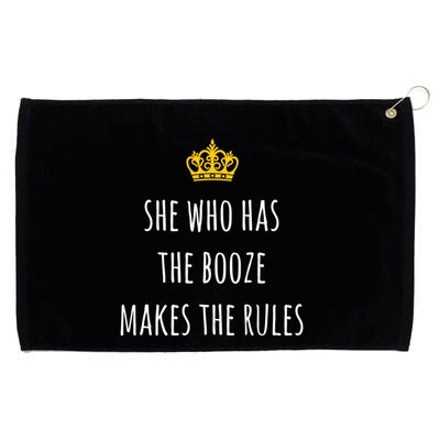 She Who Has The Booze Makes The Rules Funny Bartender Gift Grommeted Golf Towel