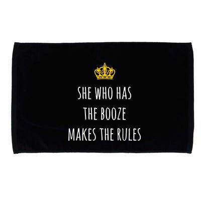 She Who Has The Booze Makes The Rules Funny Bartender Gift Microfiber Hand Towel