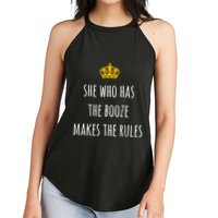She Who Has The Booze Makes The Rules Funny Bartender Gift Women's Perfect Tri Rocker Tank