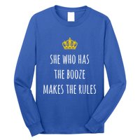She Who Has The Booze Makes The Rules Funny Bartender Gift Long Sleeve Shirt