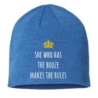 She Who Has The Booze Makes The Rules Funny Bartender Gift Sustainable Beanie