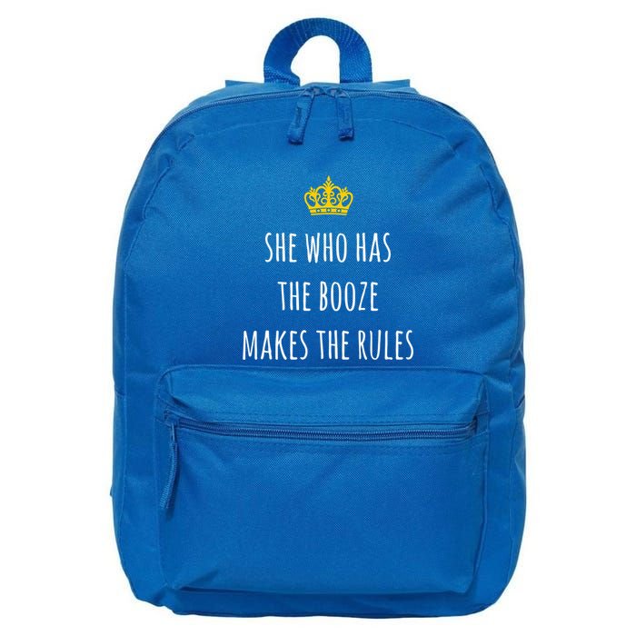 She Who Has The Booze Makes The Rules Funny Bartender Gift 16 in Basic Backpack