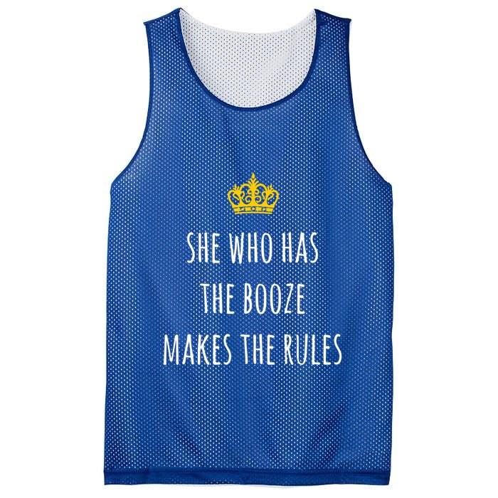 She Who Has The Booze Makes The Rules Funny Bartender Gift Mesh Reversible Basketball Jersey Tank