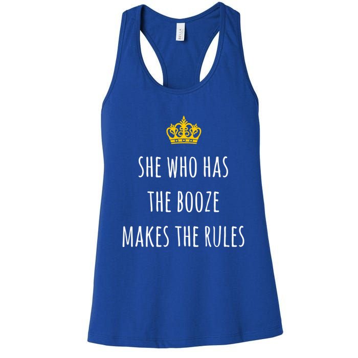 She Who Has The Booze Makes The Rules Funny Bartender Gift Women's Racerback Tank