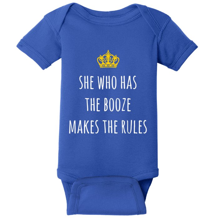 She Who Has The Booze Makes The Rules Funny Bartender Gift Baby Bodysuit