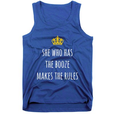 She Who Has The Booze Makes The Rules Funny Bartender Gift Tank Top