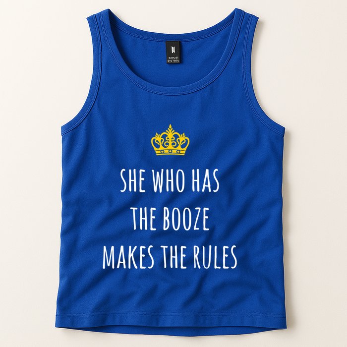 She Who Has The Booze Makes The Rules Funny Bartender Gift Tank Top