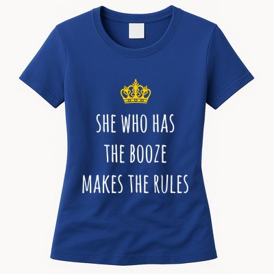 She Who Has The Booze Makes The Rules Funny Bartender Gift Womens T-Shirt