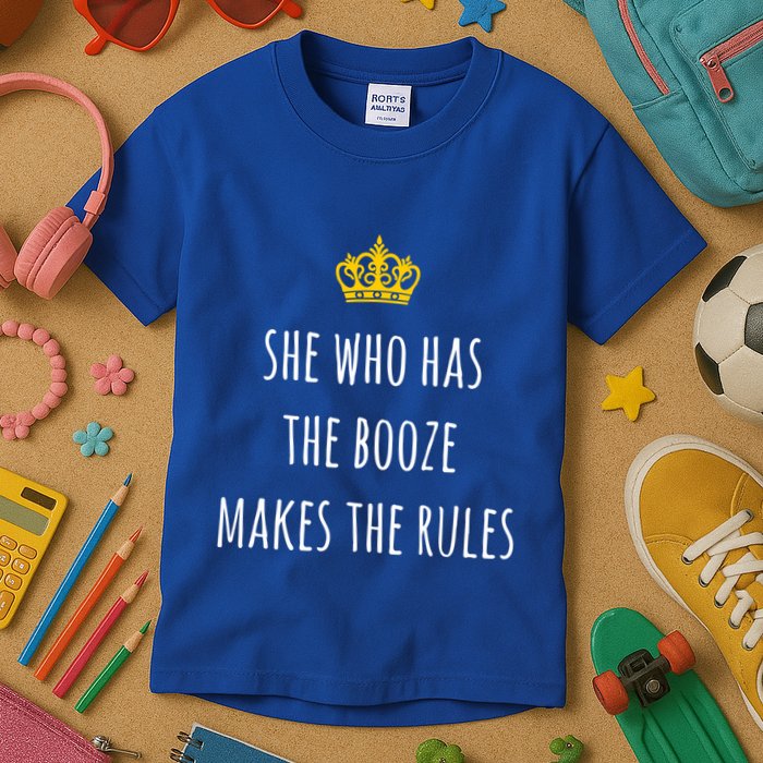 She Who Has The Booze Makes The Rules Funny Bartender Gift Kids T-Shirt