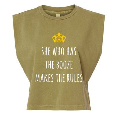 She Who Has The Booze Makes The Rules Funny Bartender Gift Garment-Dyed Women's Muscle Tee