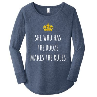 She Who Has The Booze Makes The Rules Funny Bartender Gift Women's Perfect Tri Tunic Long Sleeve Shirt