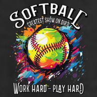 Softball Work Hard Play Hard Fastpitch Slowpitch Softball Garment-Dyed Fleece Hoodie
