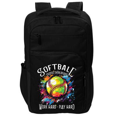 Softball Work Hard Play Hard Fastpitch Slowpitch Softball Impact Tech Backpack