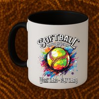 Softball Work Hard Play Hard Fastpitch Slowpitch Softball Mug