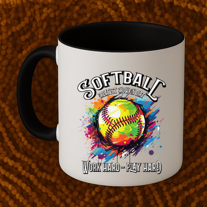 Softball Work Hard Play Hard Fastpitch Slowpitch Softball Mug
