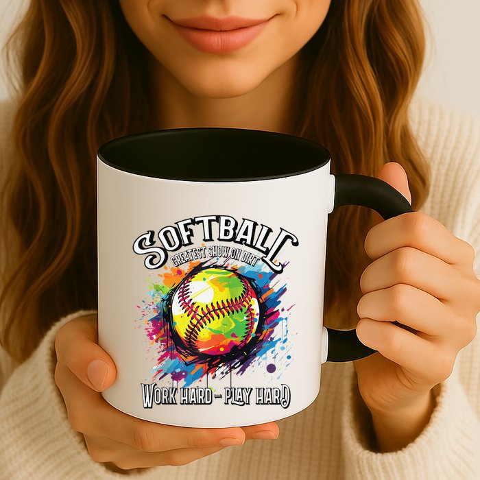 Softball Work Hard Play Hard Fastpitch Slowpitch Softball Mug
