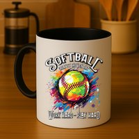 Softball Work Hard Play Hard Fastpitch Slowpitch Softball Mug