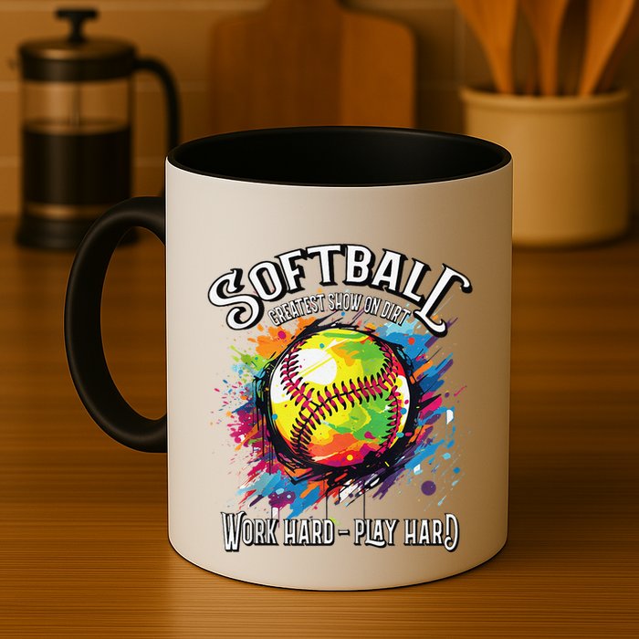 Softball Work Hard Play Hard Fastpitch Slowpitch Softball Mug