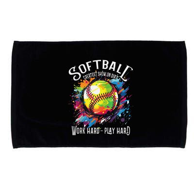 Softball Work Hard Play Hard Fastpitch Slowpitch Softball Microfiber Hand Towel
