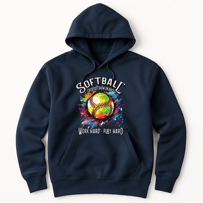 Softball Work Hard Play Hard Fastpitch Slowpitch Softball Hoodie