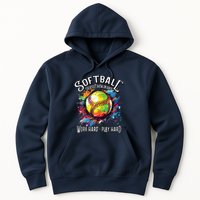 Softball Work Hard Play Hard Fastpitch Slowpitch Softball Hoodie