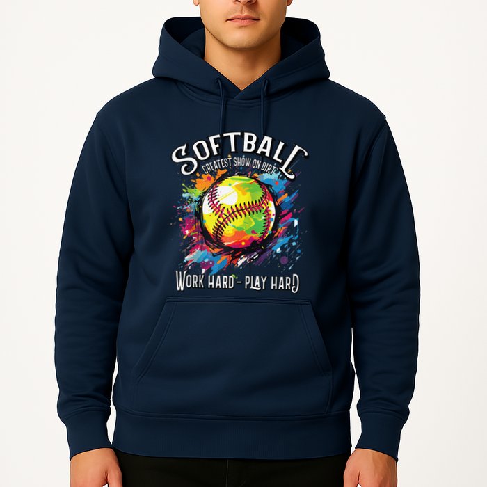 Softball Work Hard Play Hard Fastpitch Slowpitch Softball Hoodie
