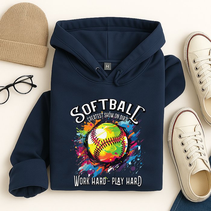 Softball Work Hard Play Hard Fastpitch Slowpitch Softball Hoodie
