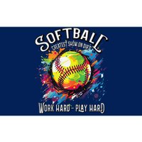 Softball Work Hard Play Hard Fastpitch Slowpitch Softball Bumper Sticker