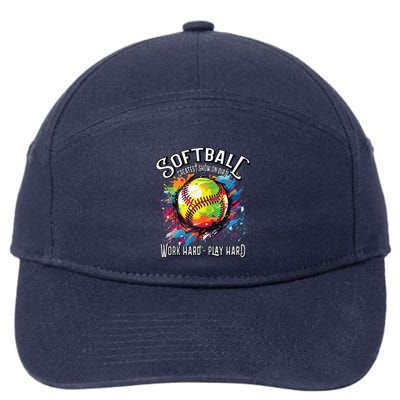 Softball Work Hard Play Hard Fastpitch Slowpitch Softball 7-Panel Snapback Hat