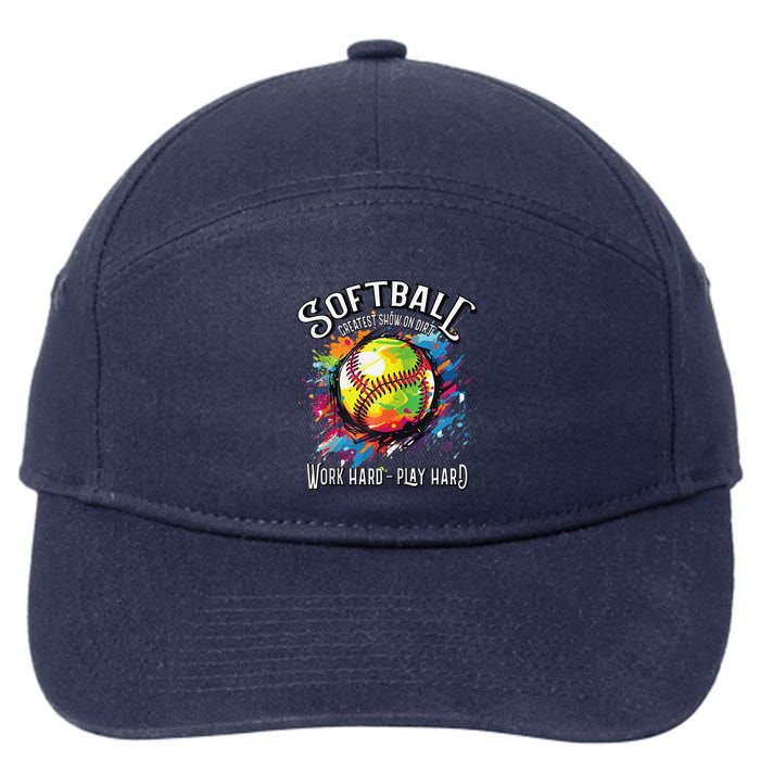 Softball Work Hard Play Hard Fastpitch Slowpitch Softball 7-Panel Snapback Hat