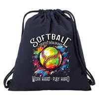 Softball Work Hard Play Hard Fastpitch Slowpitch Softball Drawstring Bag
