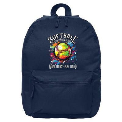 Softball Work Hard Play Hard Fastpitch Slowpitch Softball 16 in Basic Backpack