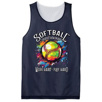 Softball Work Hard Play Hard Fastpitch Slowpitch Softball Mesh Reversible Basketball Jersey Tank