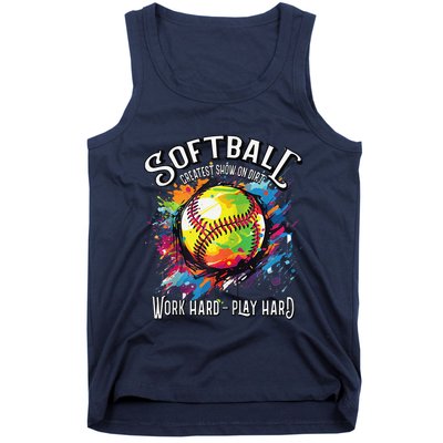 Softball Work Hard Play Hard Fastpitch Slowpitch Softball Tank Top