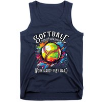 Softball Work Hard Play Hard Fastpitch Slowpitch Softball Tank Top