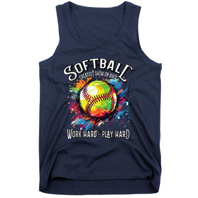 Softball Work Hard Play Hard Fastpitch Slowpitch Softball Tank Top