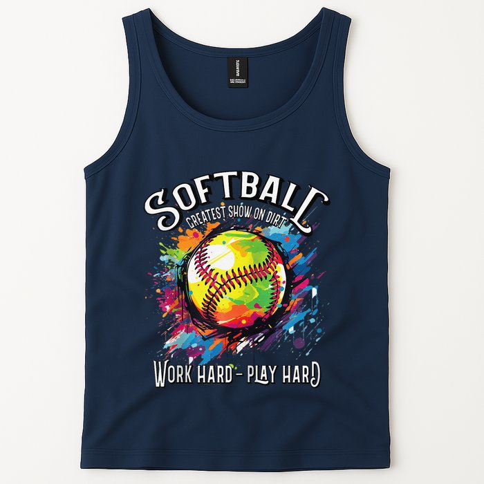 Softball Work Hard Play Hard Fastpitch Slowpitch Softball Tank Top