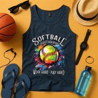 Softball Work Hard Play Hard Fastpitch Slowpitch Softball Tank Top
