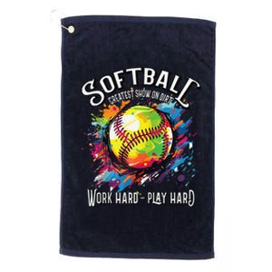 Softball Work Hard Play Hard Fastpitch Slowpitch Softball Platinum Collection Golf Towel