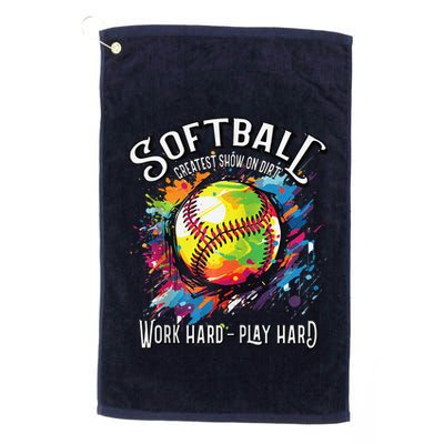 Softball Work Hard Play Hard Fastpitch Slowpitch Softball Golf Towel