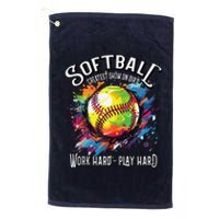 Softball Work Hard Play Hard Fastpitch Slowpitch Softball Platinum Collection Golf Towel